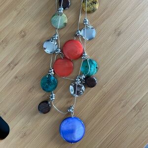 Vintage Mother of Pearl Colorful Double Strand Necklace